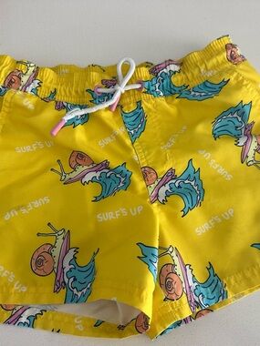 art class Yellow 'Surf's Up' Snail Print Swim Shorts